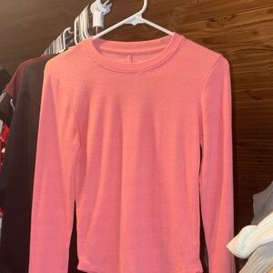 American Eagle Outfitters Long Sleeve Crewneck Top - Coral Pink